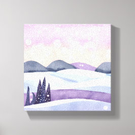 Winter Lila Hills Wasserfarbe Leinwanddruck