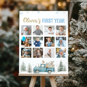 Winter-LKW-Waldlandschaft-Erstes-Jahr-Foto-Meilens Poster
