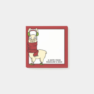 Winter Llama In Ohrmuscheln und Hausschuhen Post-it Klebezettel