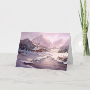 WINTER LOG CABIN VON SHARON SHARPE FEIERTAGSKARTE