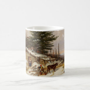 Winter Log House benutzerdefinierte Textkunst Tass Kaffeetasse