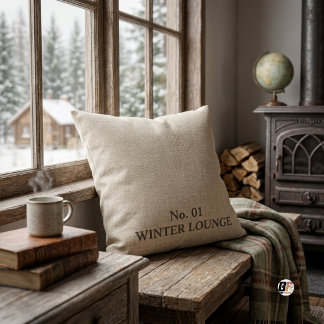 Winter Lounge Rustikale Typografie Beige Kissen