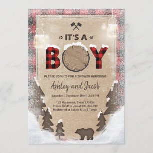 Winter Lumberjack Baby Dusche Rustikaler Junge Kar Einladung