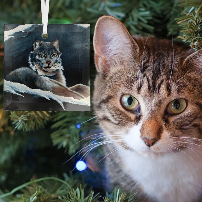 Winter Lynx Mountain Ornament Aus Glas (Von Creator hochgeladen)