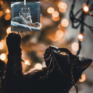 Winter Lynx Mountain Ornament Aus Glas