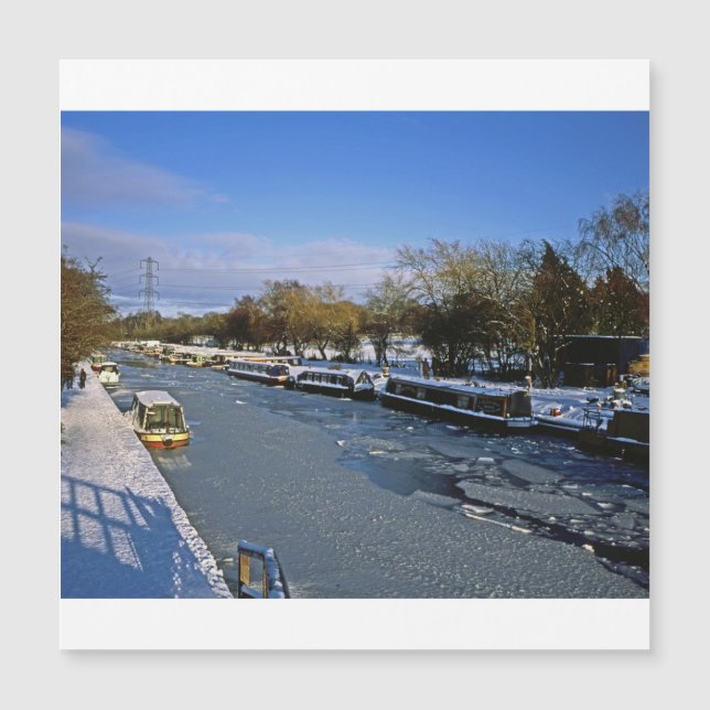 Winter Macclesfield Canal Cheshire England Magnetkarte (Vorderseite)