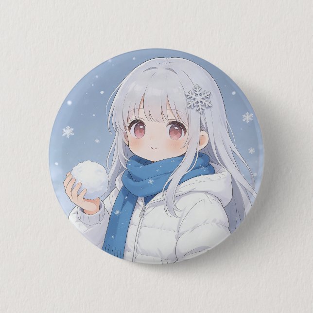 Winter-Mädchen-Button  Button (Vorderseite)