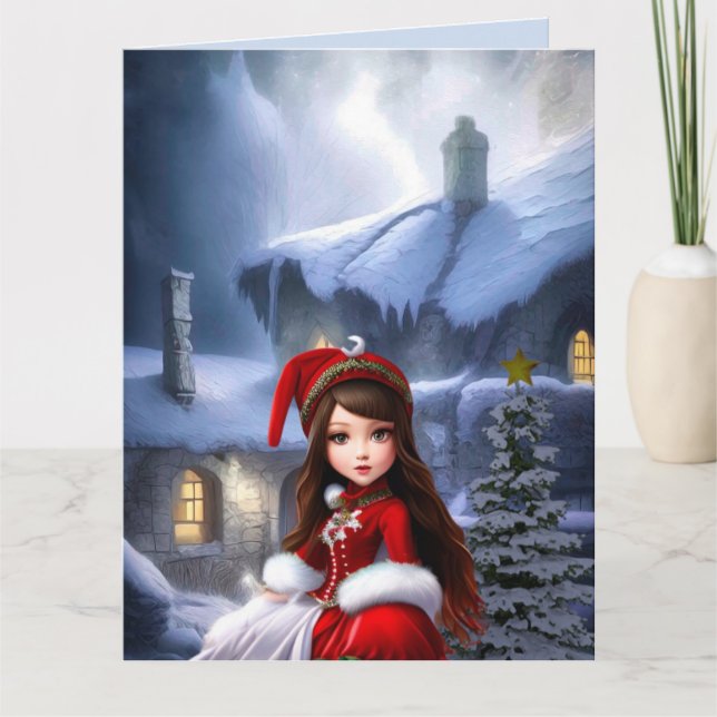 WINTER MÄDCHEN FANTASY GEBURTSTAGSKARTEN KARTE (Vorderseite)