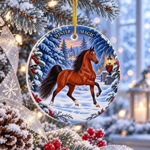 Winter Magic Bay American Saddlebred Keramik Ornament