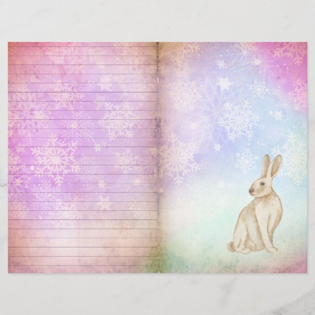 Winter Magic Bunny Scrapbook Page Paper, Whimsical (Vorderseite)