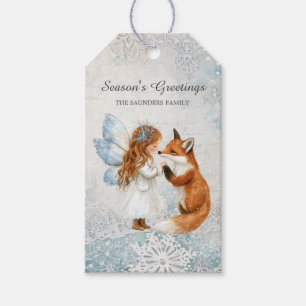 Winter Magic Fairy and Fox Gift Tag Geschenkanhänger