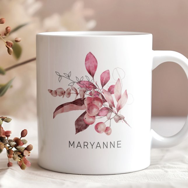 Winter Magic Floral Monogram Coffee Tasse (Von Creator hochgeladen)