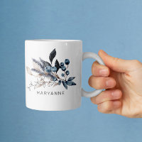 Winter Magic Floral Monogram Coffee Tasse