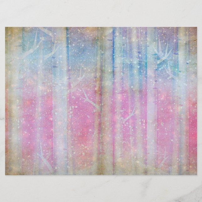 Winter Magic Trees Scrapbook Page Paper | elegant (Vorderseite)