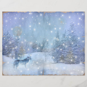 Winter Magic Wolf Scrapbook Page Paper, Bezaubernd