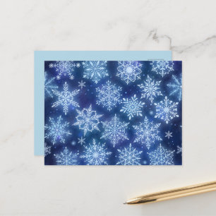 Winter-Magie-Schneeflocken Tiefblauer Himmel Postkarte