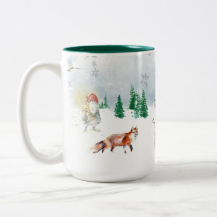 Winter Magisches Skandinavisches Weihnachten Zweifarbige Tasse
