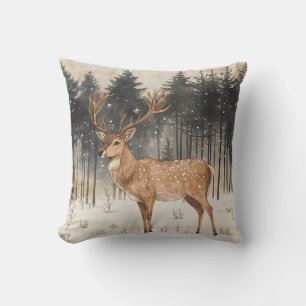 Winter-Majestät-Hirsch-Winterszene Kissen