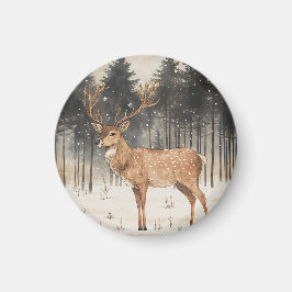 Winter Majesty Stag Winter Szene Magnet