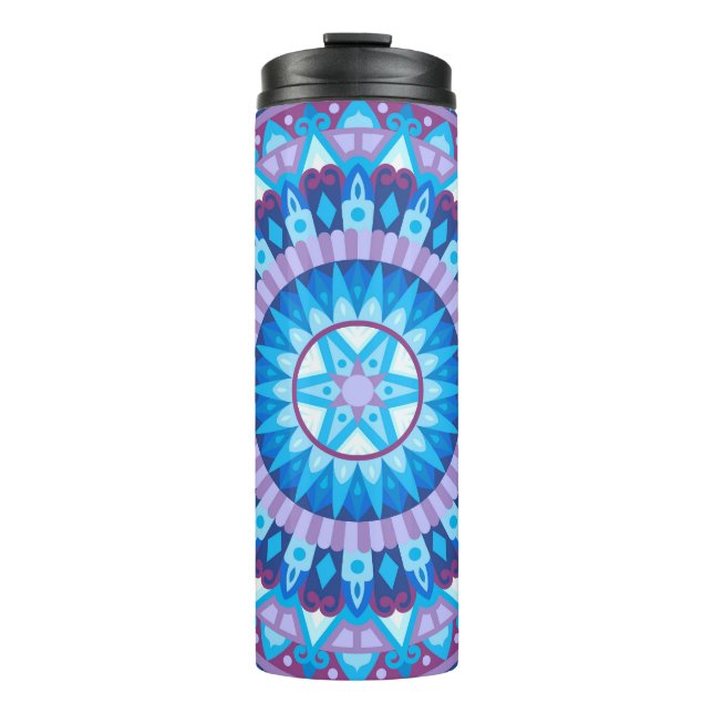 Winter-Mandala Blaue Schneeflocke Reise Kuschelig  Thermosbecher (Vorderseite)