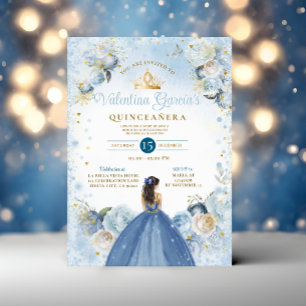 Winter Märchen Tale Quinceañera 15 Anos Gold Crown Einladung