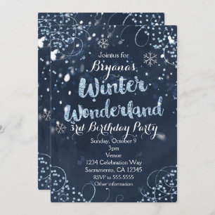Winter-Märchenland-blaue elegante Party Einladung