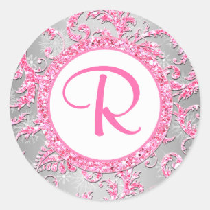 Winter-Märchenland-Damast-Schläger Mitzvah Runder Aufkleber