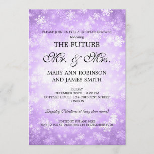 Winter-Märchenland Herr-Frau Couples Shower Purple Einladung