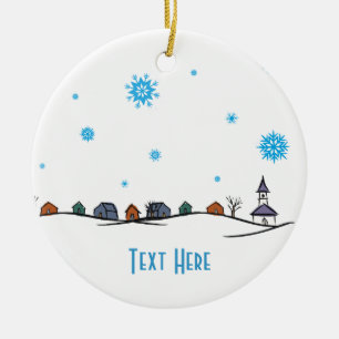 Winter-Märchenland-Stadt mit Kirche Keramikornament