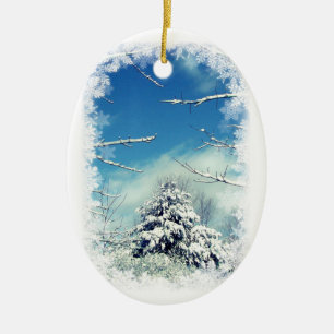 Winter-Märchenland-Weihnachtsverzierung Keramikornament