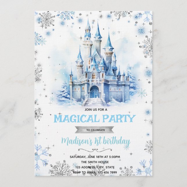 Winter Märchenschloss-Party-Einladung Einladung (Vorderseite)