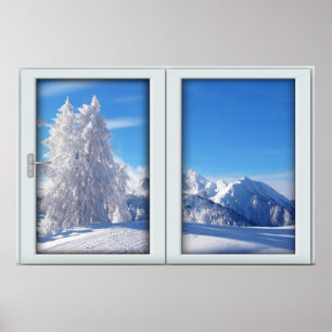 Winter Mattierte Treesl Fenster mit View Poster