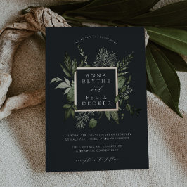 Winter Meadow Botanical Frame Wedding Folieneinladung