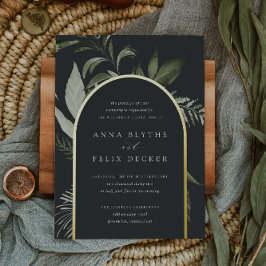 Winter Meadow Green Botanical Arch Wedding Folieneinladung