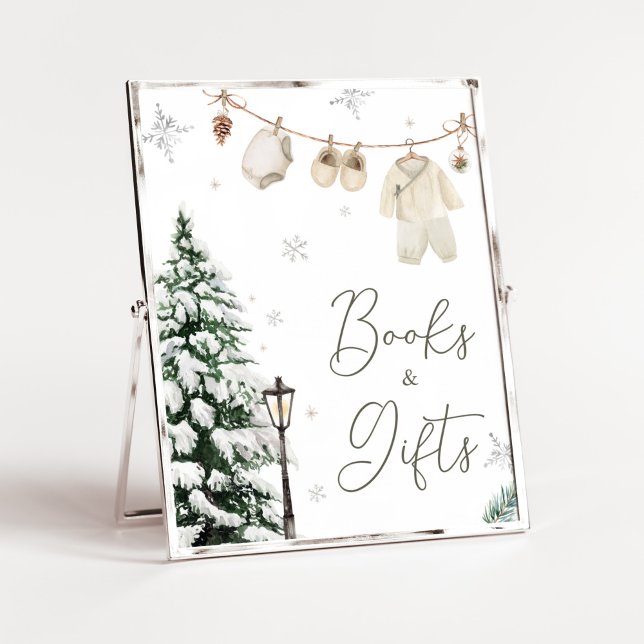 Winter Merry Little Baby Kleidung Bücher und Gesch Poster (Merry Little Winter Baby Clothes Baby Shower Books and Gifts Sign)