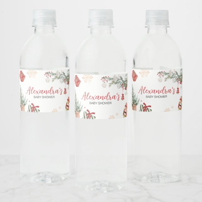 Winter Merry Little Christmas Baby Shower Wasserflaschenetikett (Flaschen)