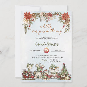 Winter Merry Puppy Babyparty Einladung