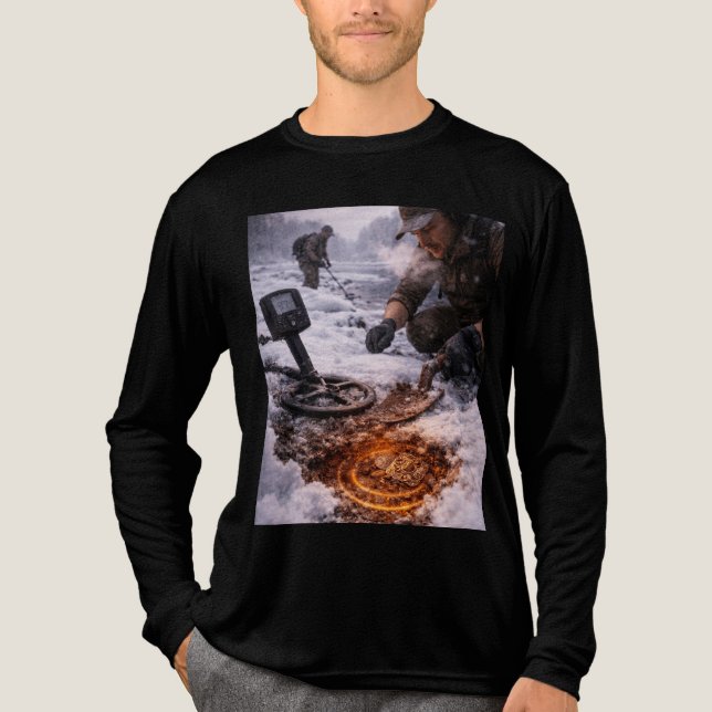 Winter Metal Detecting Long Sleeve Tri-Blend Shirt (Vorderseite)