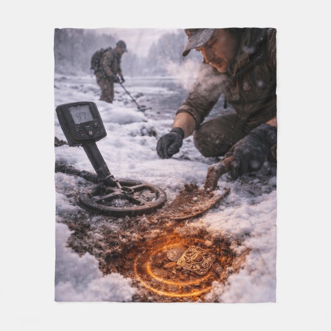 Winter Metalldetektor Langarmshirt Fleecedecke (Vorderseite)