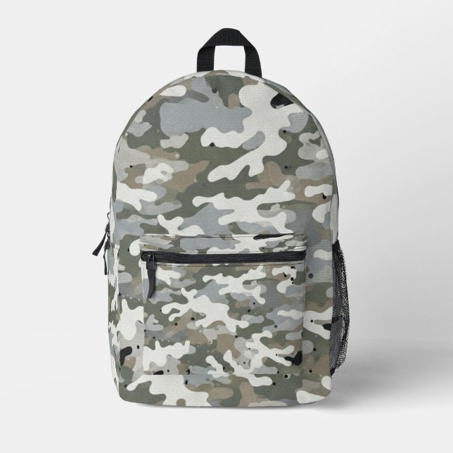 Winter Military Camouflage Pattern Bedruckter Rucksack (Vorderseite)
