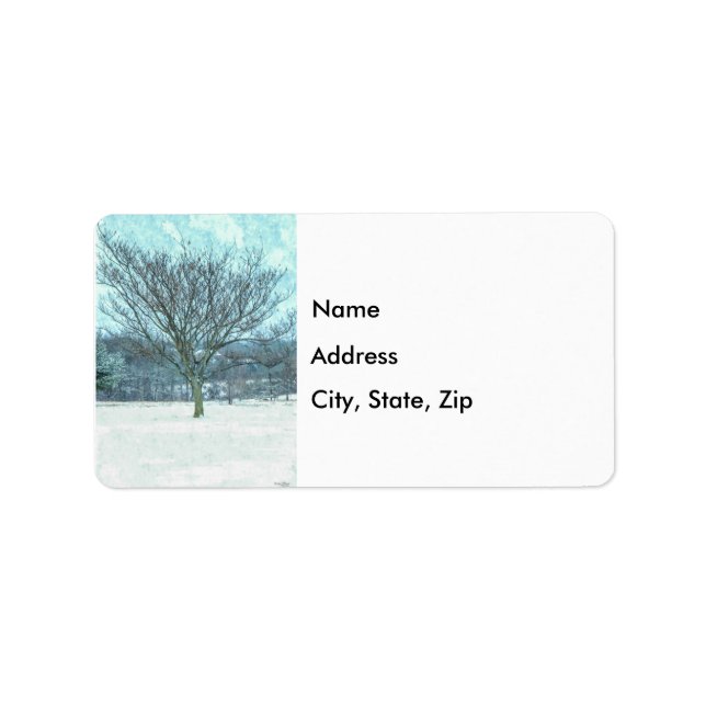 Winter Mimosa Painterly Address Label Adressaufkleber (Vorne)