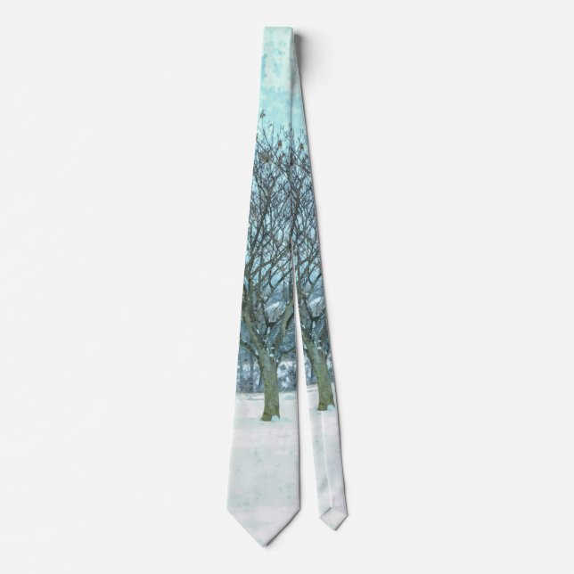 Winter Mimosa Painterly Neck Tie Krawatte (Vorderseite)