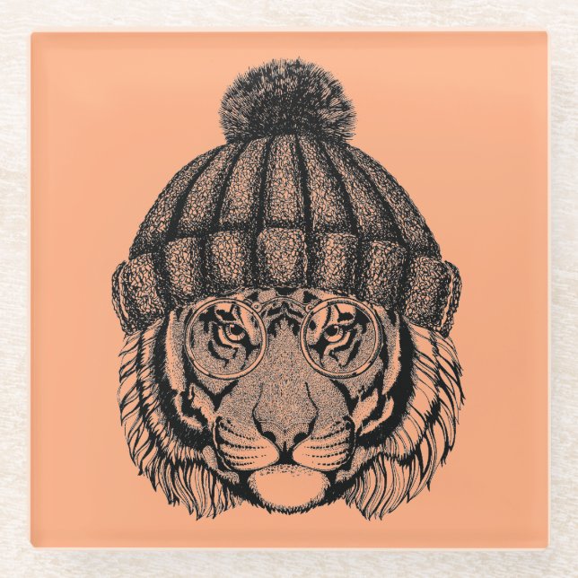 Winter-Mode-bereiter Tiger Glasuntersetzer (Vorderseite)