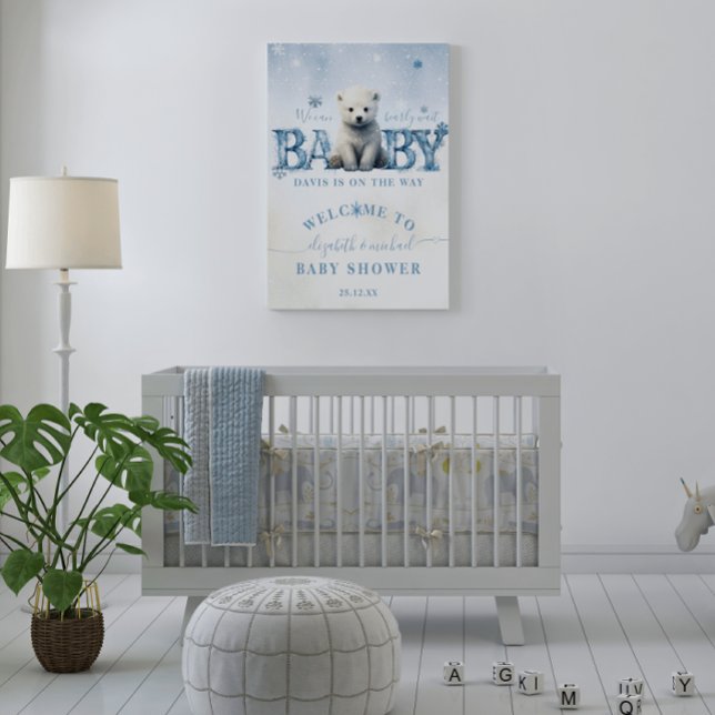 Winter Modern Bearly Wait Baby Dusche Willkommen Poster (Von Creator hochgeladen)
