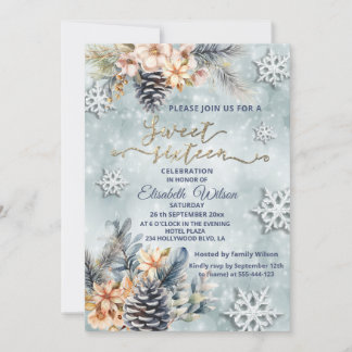 Winter Moderne Bucht florale Wasserfarbe Einladung