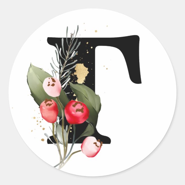 Winter MONOGRAM Bulgarisches kyrillisches Alphabet Runder Aufkleber (Vorderseite)