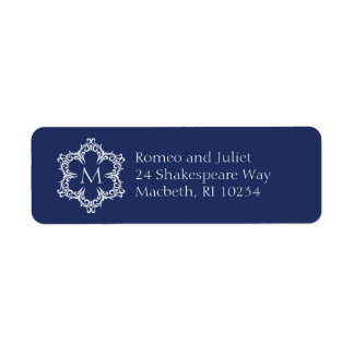 Winter Monogram M Address Label in Navy