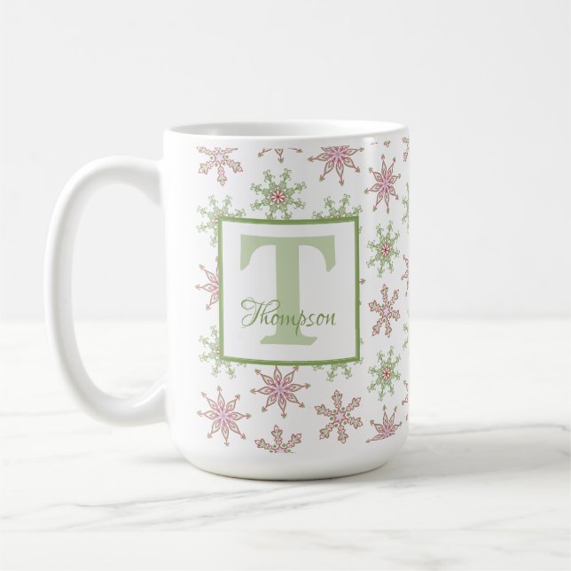 Winter Monogram Modern Holiday Stylish Custom Kaffeetasse (Links)