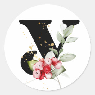 Winter-MONOGRAMM Bulgarisches Kyrillisches Alphabe Runder Aufkleber