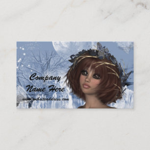 Winter Moon Fantasy Woman Business Card Visitenkarte